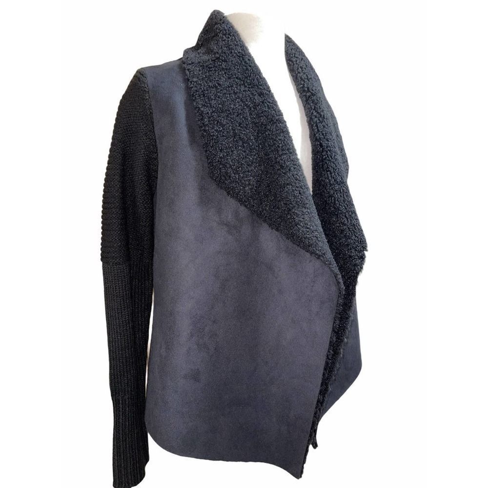 Joan Vass New York Faux Fur Women’s Open Front Cardigan Jacket size Large
